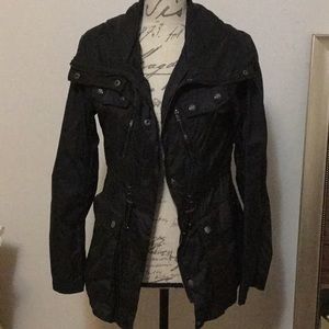 Black rivet wind breaker jacket